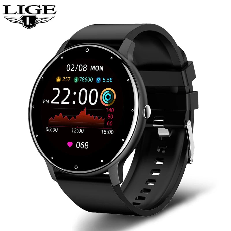 LIGE 2025 - Reloj inteligente deportivo para hombre, con pantalla táctil completa, resistente al agua IP67, Bluetooth, compatible con Android e iOS, con caja