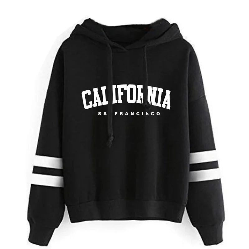 Chándal informal de rayas para mujer de California, sudadera con capucha, pantalón o traje versátil, sencillo, gran oferta, conjuntos urbanos tallas S-3XL
