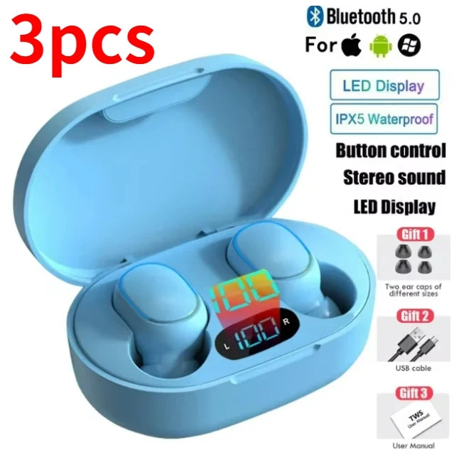 Auriculares inalámbricos TWS E7S con Bluetooth, deportivos, resistentes al agua, con micrófono y función de música, compatibles con todos los teléfonos inteligentes.