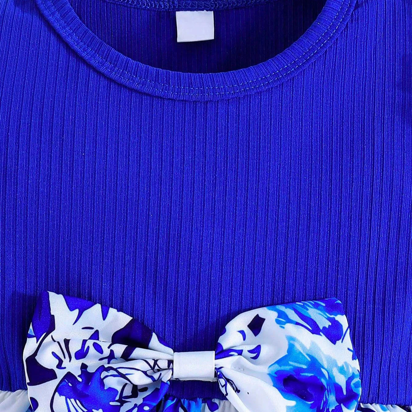 Vestido de verano para niña, nuevo, con mangas cortas y volantes, lazo plisado, cinta azul y blanca, elementos de porcelana, estilo chino, para fiesta de cumpleaños.