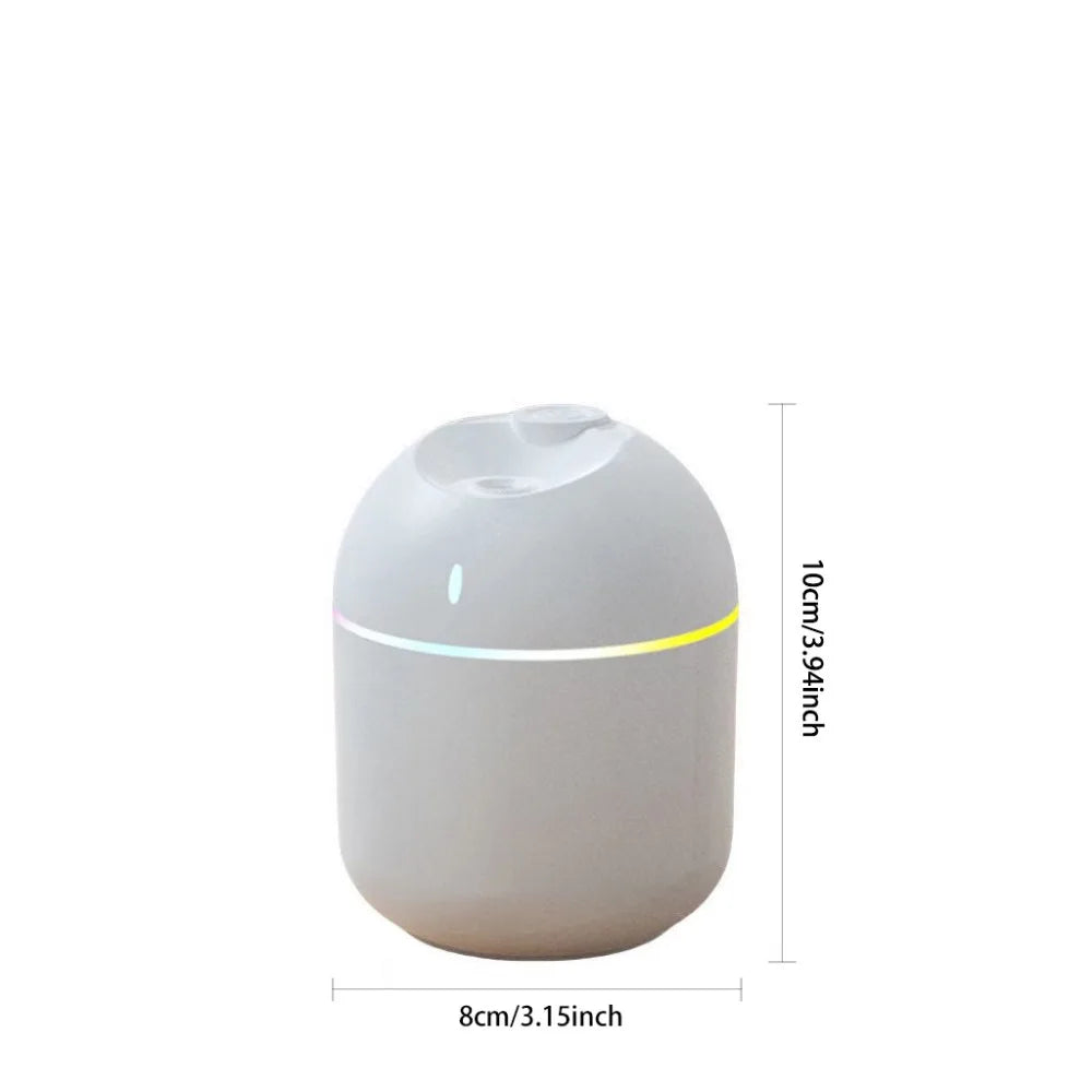 Humidificador de aire de 270 ml, difusor de aroma de vapor frío, luz LED nocturna, protección de apagado, USB, para el hogar y la oficina.