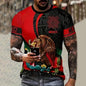 Camiseta para hombre, moda, estampado de bandera nacional de águila en 3D, manga corta, oversize, informal, cuello redondo, ropa de calle