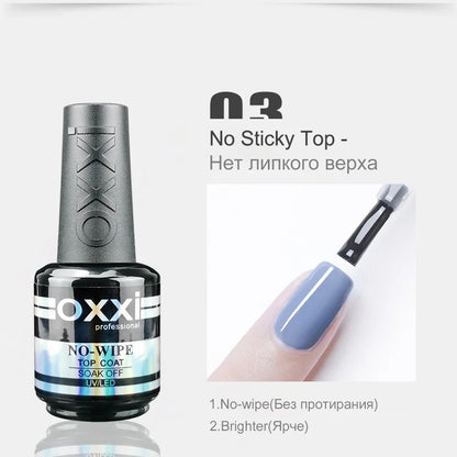OXXI 15ml Capa base y superior para esmalte en gel Barniz semipermanente Capa superior de goma y capa base Gellac uv led Esmalte permanente Lak