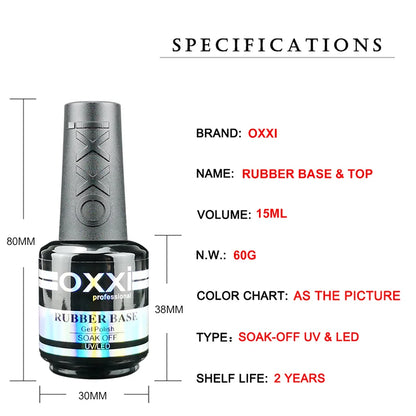 OXXI 15ml Capa base y superior para esmalte en gel Barniz semipermanente Capa superior de goma y capa base Gellac uv led Esmalte permanente Lak