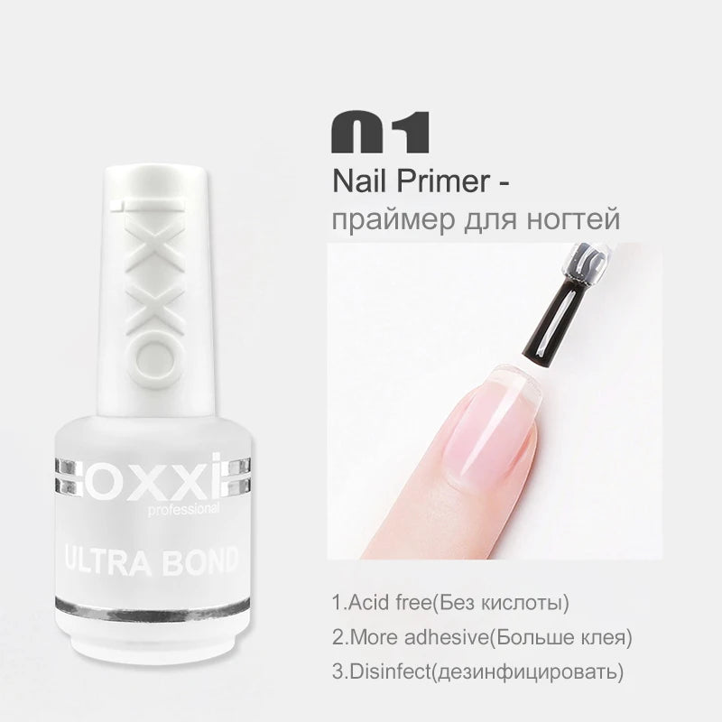 OXXI 15ml Capa base y superior para esmalte en gel Barniz semipermanente Capa superior de goma y capa base Gellac uv led Esmalte permanente Lak