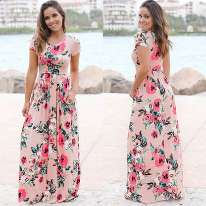 Vestido largo de verano para mujer 2025, vestido playero bohemio con estampado floral, vestido maxi blanco para fiesta de noche, vestido de verano, vestidos de fiesta