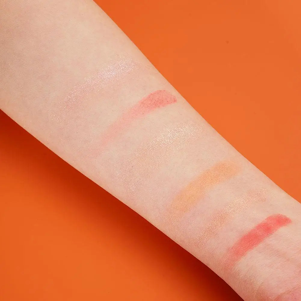 HUDAMOJI Paleta de rubor humectante con color 3 en 1 para mejillas y labios, rubor perlado de larga duración, sombra de ojos, maquillaje de contorno mate natural para rostro