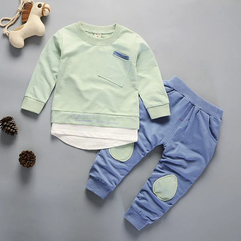 Ropa de primavera y otoño para bebé niña, conjunto de 2 piezas, camiseta y pantalones, chándal informal para niño pequeño