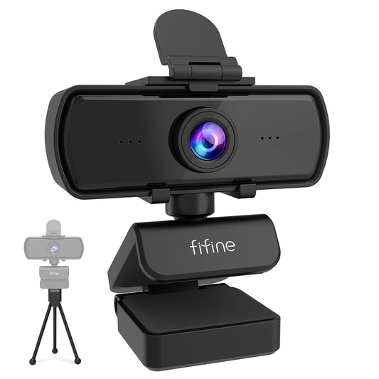 Cámara web FIFINE 1440p Full HD para PC con micrófono, trípode, para computadoras de escritorio y portátiles con conexión USB, cámara web con transmisión en vivo para videollamadas - K420