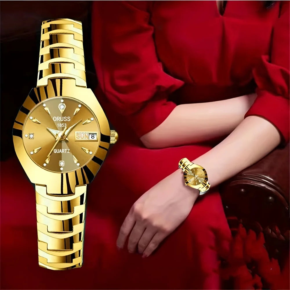 Hermoso reloj para mujer, personalidad elegante, moda, todo duradero, alta gama, atmósfera, tendencia suave, doble calendario, duradero c