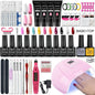 Kit de esmalte de uñas en gel con lámpara UV, taladro eléctrico para uñas, kit de base y capa superior para uñas en gel, juego de herramientas para uñas.