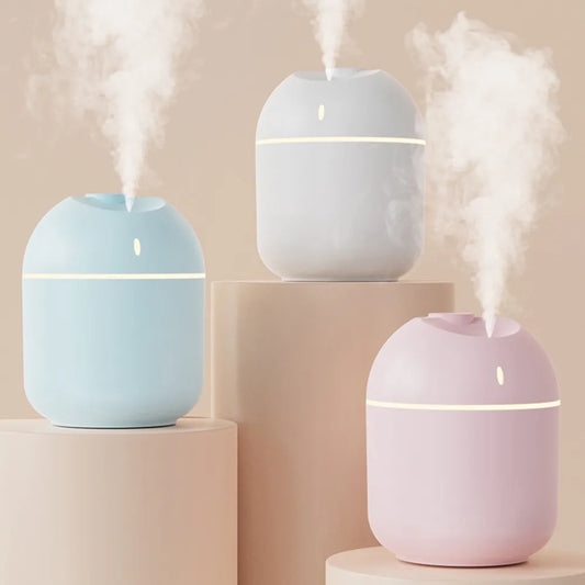 Humidificador de aire de 270 ml, difusor de aroma de vapor frío, luz LED nocturna, protección de apagado, USB, para el hogar y la oficina.