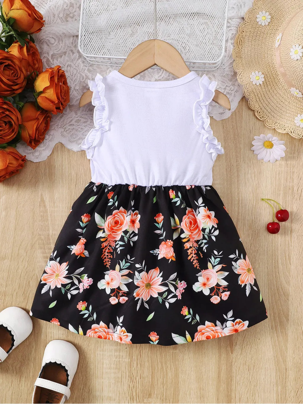 Ropa de verano para niña, vestidos sin mangas con estampado floral, estilo pastoral, vestido de fiesta de boda con lazo para niña pequeña de 0 a 3 años