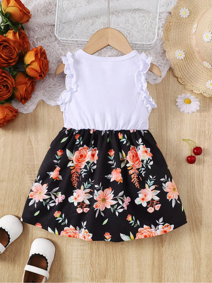 Ropa de verano para niña, vestidos sin mangas con estampado floral, estilo pastoral, vestido de fiesta de boda con lazo para niña pequeña de 0 a 3 años