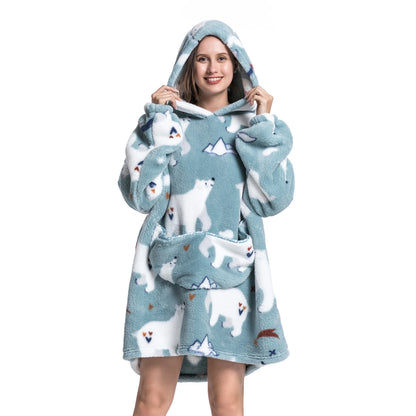 Manta de franela con mangas, sudadera de invierno, jersey de forro polar, manta usable con tiburón gigante, sudadera con capucha para adultos, niños y bebés