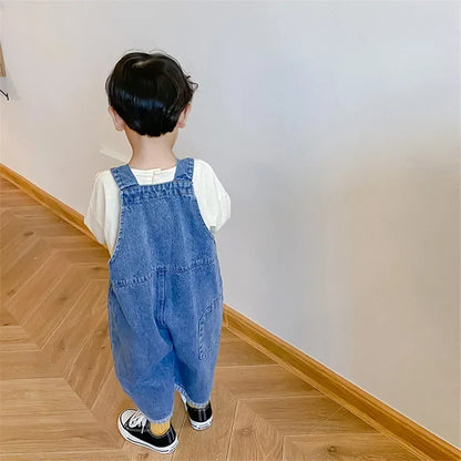 Mono de mezclilla informal para niñas y niños, pantalones con pechera, monos para bebés y niños, conjuntos de otoño para niñas, ropa para niños