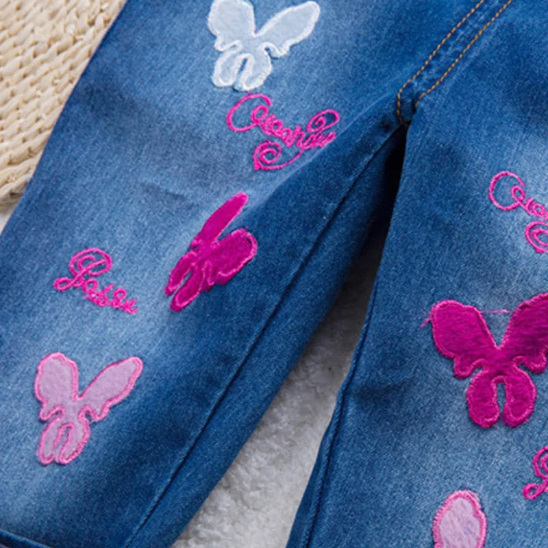 IENENS - Monos para bebé niña, pantalones vaqueros para niño, pantalones con bordado de mariposa, mono infantil de 0 a 4 años