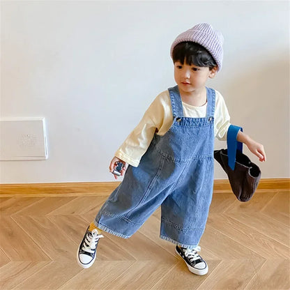 Mono de mezclilla informal para niñas y niños, pantalones con pechera, monos para bebés y niños, conjuntos de otoño para niñas, ropa para niños