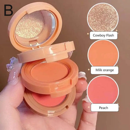 HUDAMOJI Paleta de rubor humectante con color 3 en 1 para mejillas y labios, rubor perlado de larga duración, sombra de ojos, maquillaje de contorno mate natural para rostro