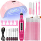 LINMANDA Kit profesional de taladro eléctrico para uñas con USB, lima de esmalte y lámpara UV LED para uñas, secador de manicura en gel, lámpara acrílica, juego de inicio
