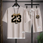 2025 Men'S Summer Fitness Running Casual Sportswear Set Quick-Drying Breathable Short-Sleeved T-Shirt + Shorts Two-Piece Set