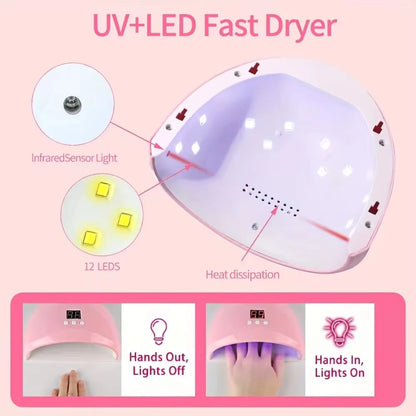 LINMANDA Kit profesional de taladro eléctrico para uñas con USB, lima de esmalte y lámpara UV LED para uñas, secador de manicura en gel, lámpara acrílica, juego de inicio