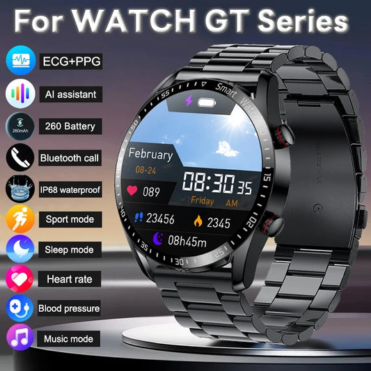 Reloj inteligente GT Series 2025 para hombre, con llamadas de voz, pantalla AMOLED de 1,53 pulgadas, deportivo, ECG + PPG, para Android e iOS.