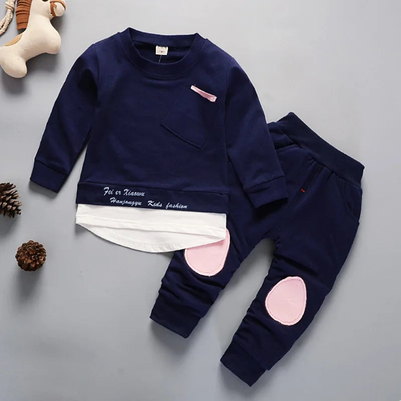 Ropa de primavera y otoño para bebé niña, conjunto de 2 piezas, camiseta y pantalones, chándal informal para niño pequeño
