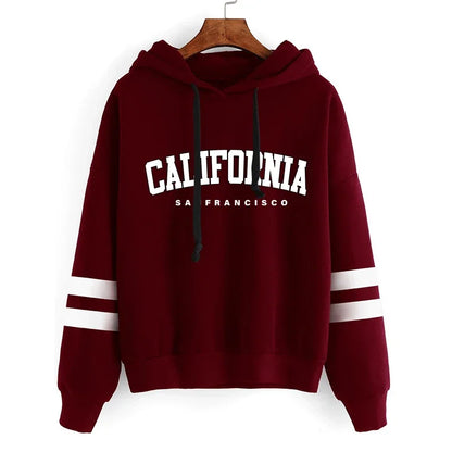 Chándal informal de rayas para mujer de California, sudadera con capucha, pantalón o traje versátil, sencillo, gran oferta, conjuntos urbanos tallas S-3XL
