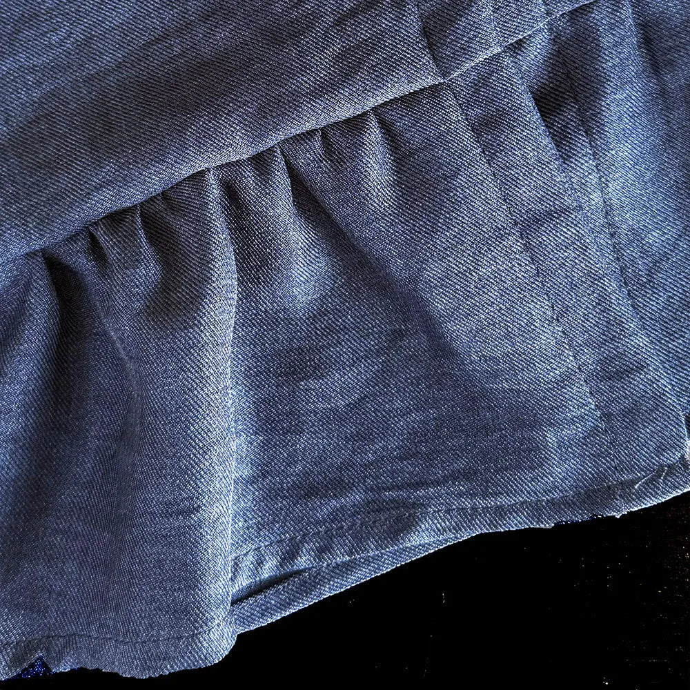 Bear Leader - Conjunto de dos piezas para niña, versión coreana, traje de mezclilla azul de imitación, camiseta sin mangas y pantalones anchos de verano