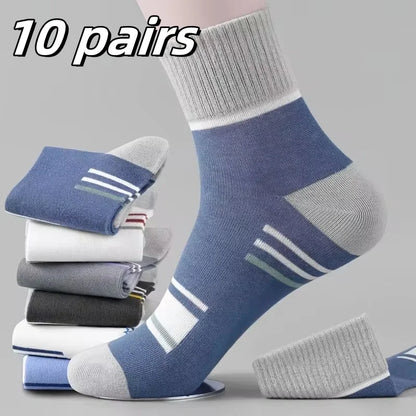 Calcetines deportivos transpirables de fibra de bambú para hombre, de otoño e invierno, con absorción del sudor y desodorantes, para negocios, 10, 5 o 3 pares.