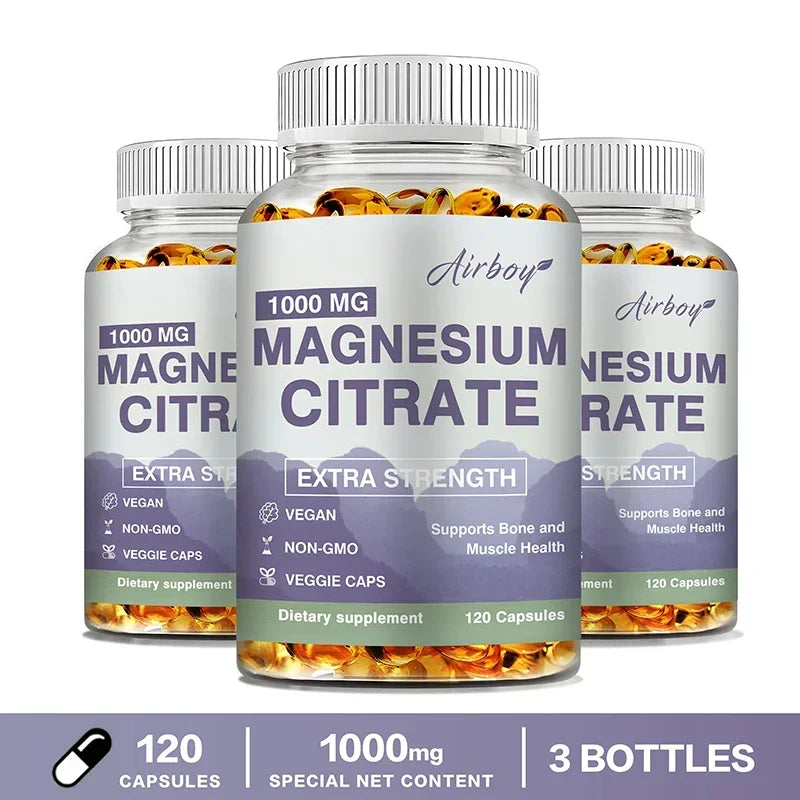 Citrato de magnesio: suplemento para el estrés, la relajación, los huesos, el sueño, la salud cardíaca, los nervios, los músculos y el metabolismo.