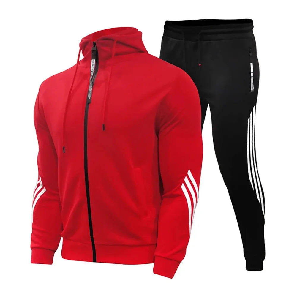 2025 nuevo traje de jogging para hombre, suéter, sudadera con capucha, chaqueta, pantalón deportivo, traje de 2 piezas, chaqueta casual de moda de otoño e invierno para hombre.