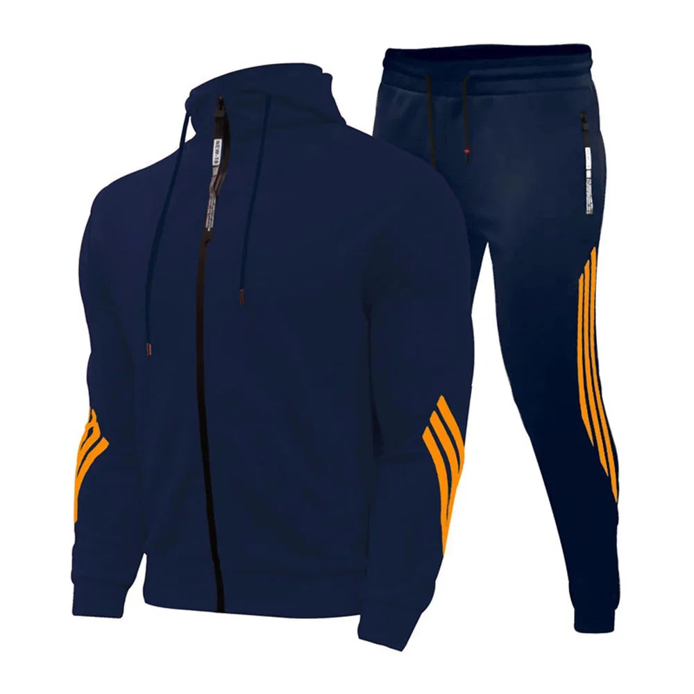 2025 nuevo traje de jogging para hombre, suéter, sudadera con capucha, chaqueta, pantalón deportivo, traje de 2 piezas, chaqueta casual de moda de otoño e invierno para hombre.