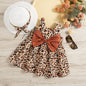 Vestido de verano para niña con estampado de leopardo y lazo decorativo, con tirantes, bonito vestido de fiesta para niña
