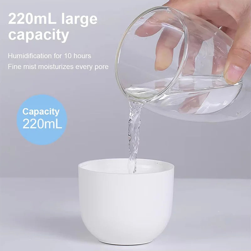 Mini humidificador de aire portátil con forma de gota de agua, USB, de escritorio, para interiores y hogares, silencioso, con atomización de aire.