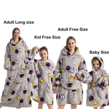 Manta de franela con mangas, sudadera de invierno, jersey de forro polar, manta usable con tiburón gigante, sudadera con capucha para adultos, niños y bebés