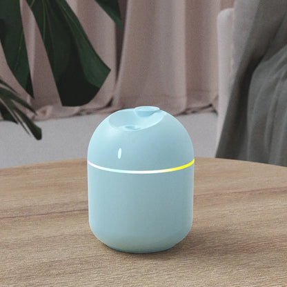 Humidificador de aire de 270 ml, difusor de aroma de vapor frío, luz LED nocturna, protección de apagado, USB, para el hogar y la oficina.