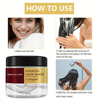 Mascarilla capilar de colágeno y queratina, control de aceite dual, hidratante, acondicionador, suave, alisador, frizz, dañado, reparación, revitalizante, cuidado del cabello