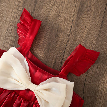 Vestidos de verano para bebé, con lazo, espalda descubierta, escote cuadrado, tirantes esponjosos, ropa de playa informal para niña