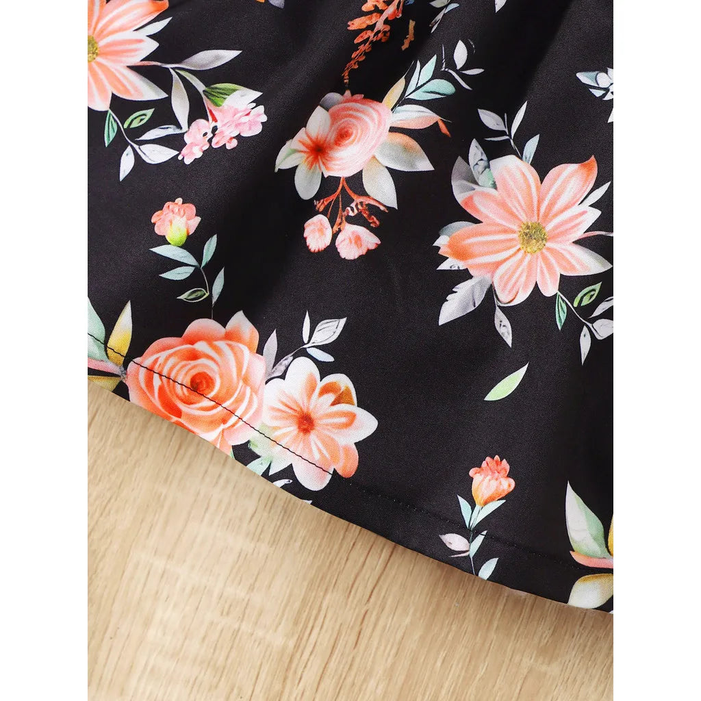 Ropa de verano para niña, vestidos sin mangas con estampado floral, estilo pastoral, vestido de fiesta de boda con lazo para niña pequeña de 0 a 3 años