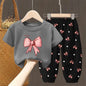 Conjuntos de verano para niñas, ropa para niños pequeños, camiseta de moda, top y pantalones, 2 piezas