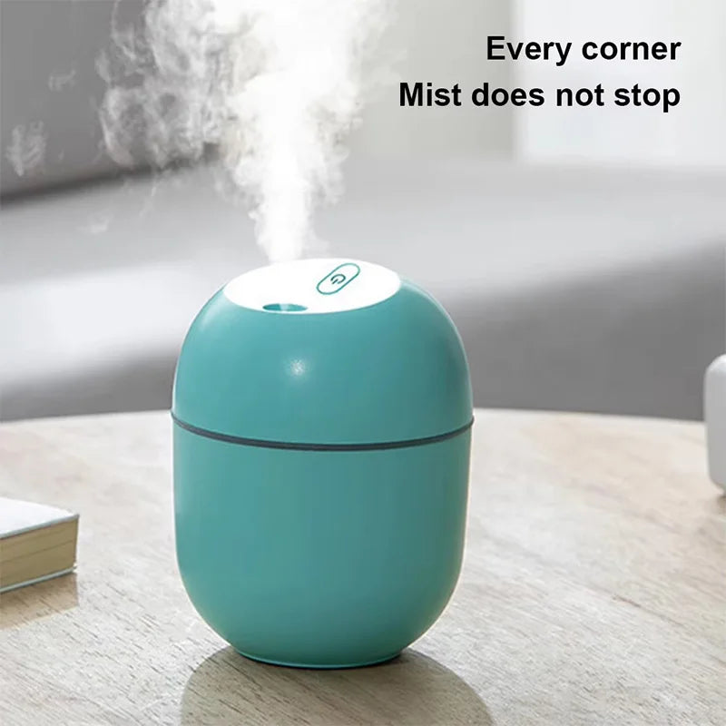 Mini humidificador de aire portátil con forma de gota de agua, USB, de escritorio, para interiores y hogares, silencioso, con atomización de aire.