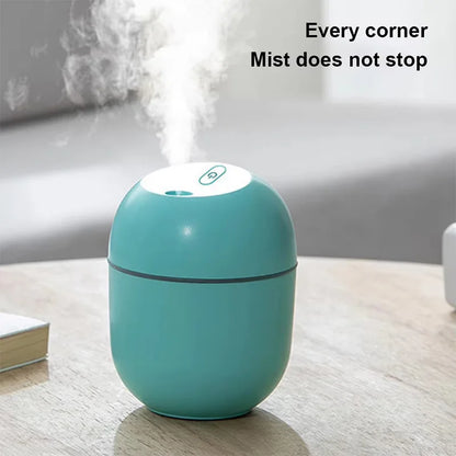 Mini humidificador de aire portátil con forma de gota de agua, USB, de escritorio, para interiores y hogares, silencioso, con atomización de aire.