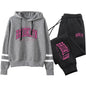 Chándal de calidad para mujer, sudadera con capucha informal de una sola pieza a rayas y pantalones deportivos, cómodo para correr al aire libre, otoño e invierno.
