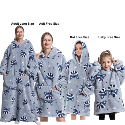 Manta de franela con mangas, sudadera de invierno, jersey de forro polar, manta usable con tiburón gigante, sudadera con capucha para adultos, niños y bebés