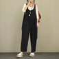 Enterizo sencillo sin mangas con pantalones largos para mujer, de verano, de algodón fino con bolsillos, informal, multicolor, con cuello en V y tirantes