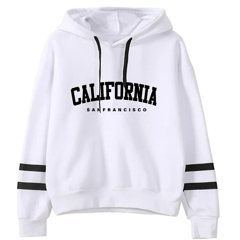Chándal informal de rayas para mujer de California, sudadera con capucha, pantalón o traje versátil, sencillo, gran oferta, conjuntos urbanos tallas S-3XL