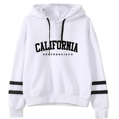 Chándal informal de rayas para mujer de California, sudadera con capucha, pantalón o traje versátil, sencillo, gran oferta, conjuntos urbanos tallas S-3XL