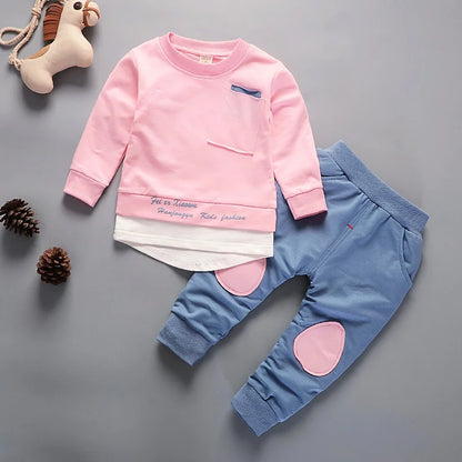 Ropa de primavera y otoño para bebé niña, conjunto de 2 piezas, camiseta y pantalones, chándal informal para niño pequeño